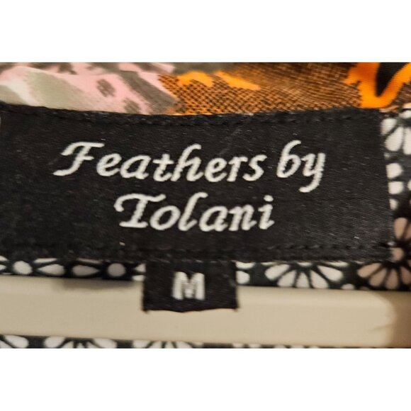 Feathers by Tolani Woman Size M Colorful Print Blocked Tunic V Neck Long Sleeve - Picture 5 of 7